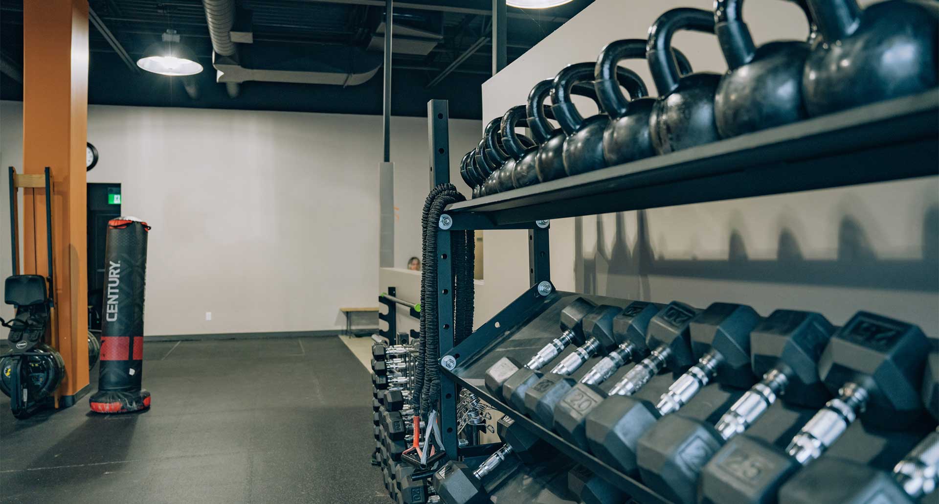 Barbells on the rack