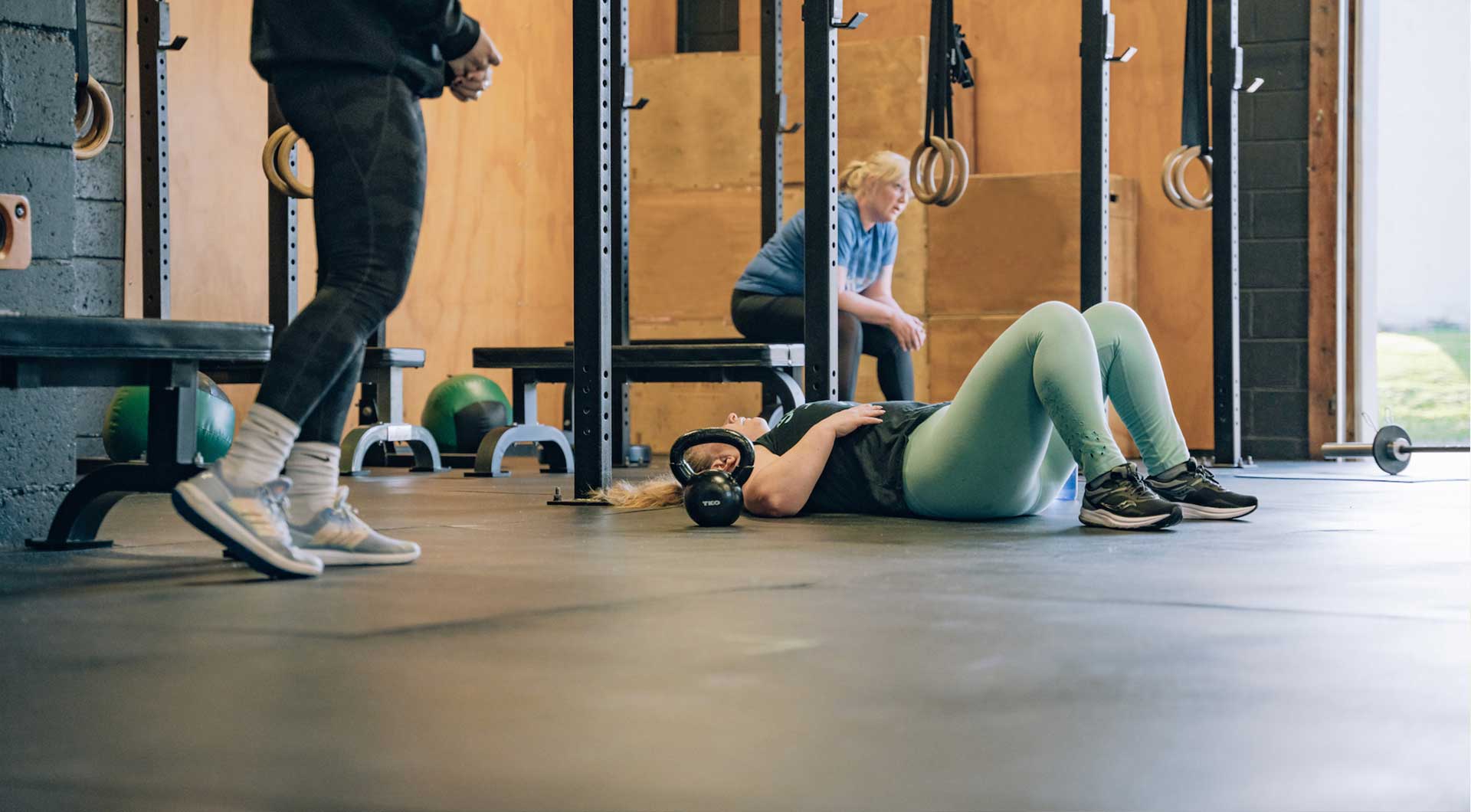 Tired women after fitness training